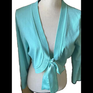 🧣💚DON CASTER Collection Women's Green Rayon Nylon Cardigan Sweater Size XL